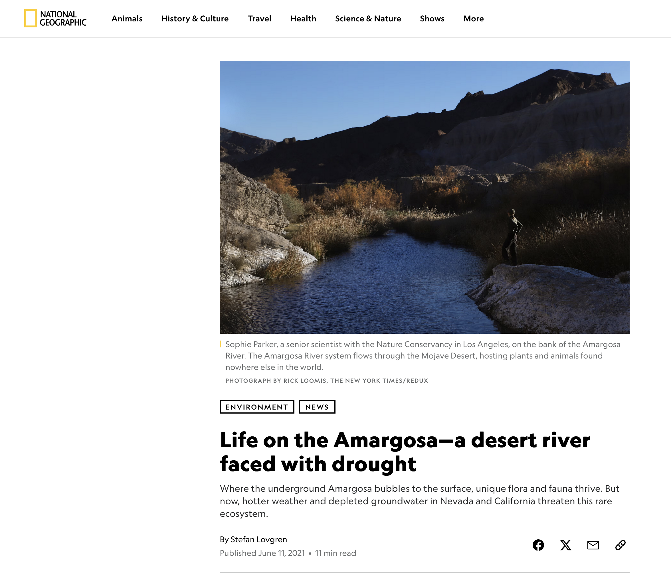 National Geographic article screenshot
