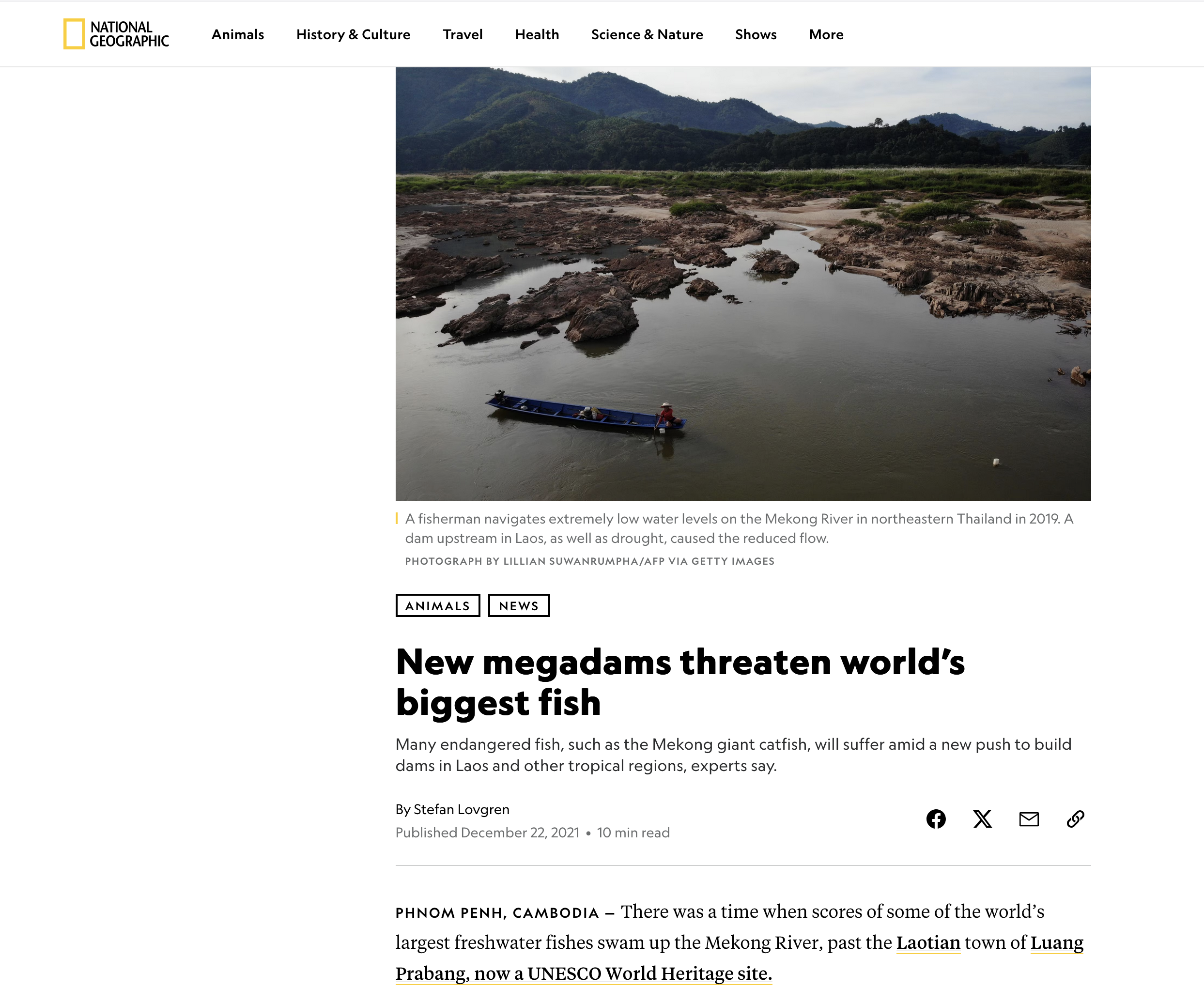 National Geographic article screenshot