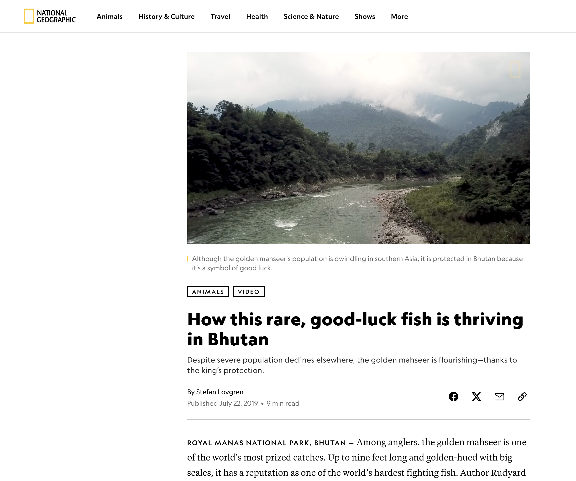 National Geographic article screenshot
